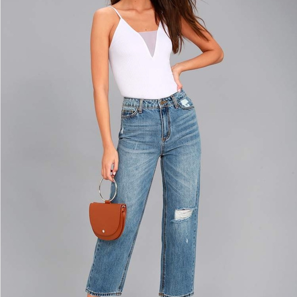 NWT EVIDNT Malibu Medium Wash Distressed Girlfriend Jeans Size 29